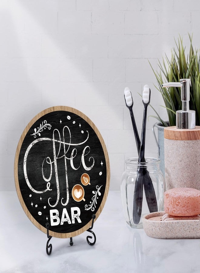 BXVRT Coffee Bar Sign, 6-Inch Round Wooden Plaque with Stand, Farmhouse Style, Coffee Decor for Home, Kitchen, Office, Gifts - Image 5